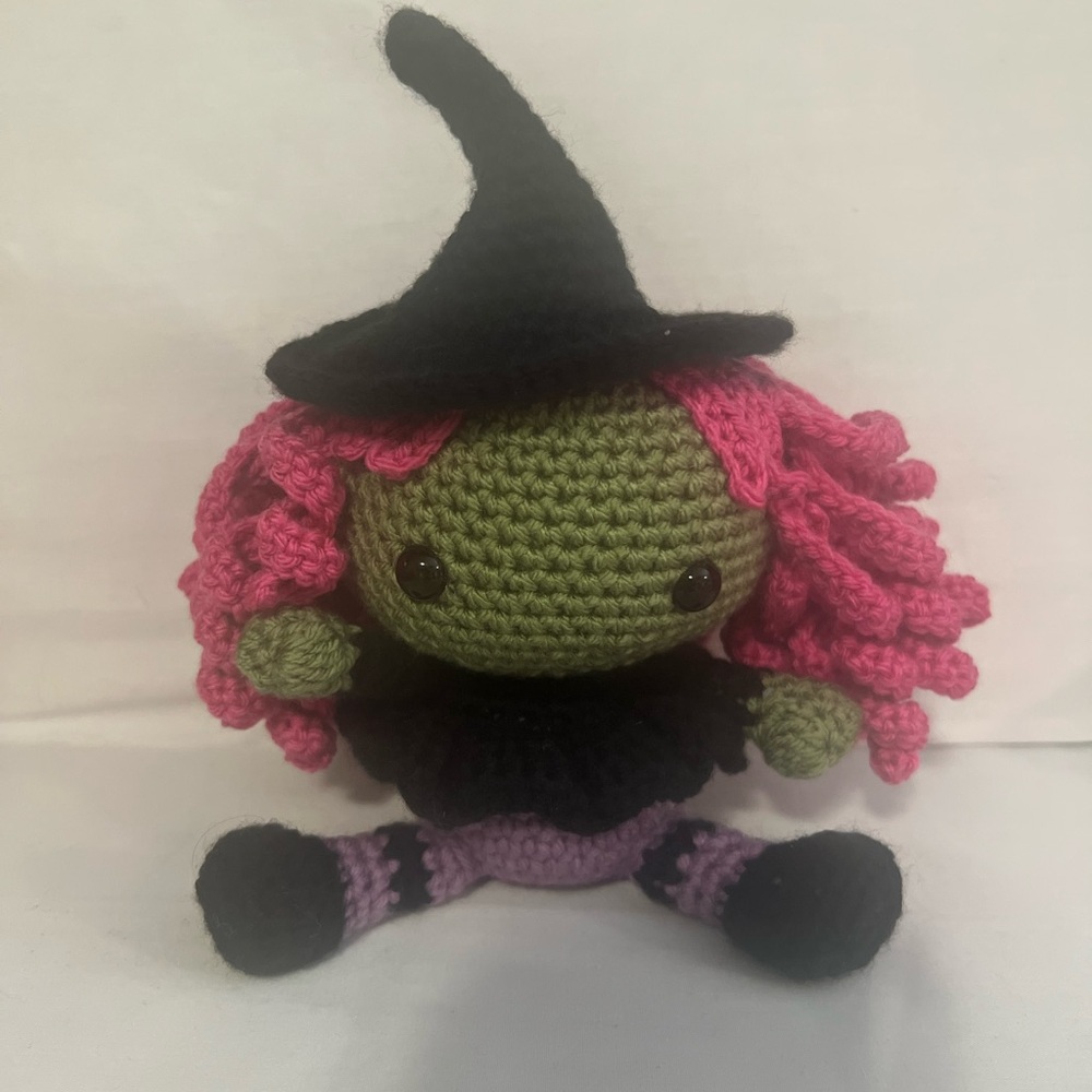 Crochet Witch with Pink Hair